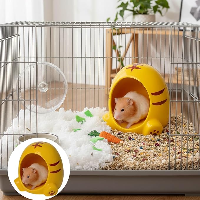 Ceramic Pet Nest for Small Animals - Hamster Ceramic House with Smooth Interior, Enclosed Hideout for Comfortable Shelter and Ventilation