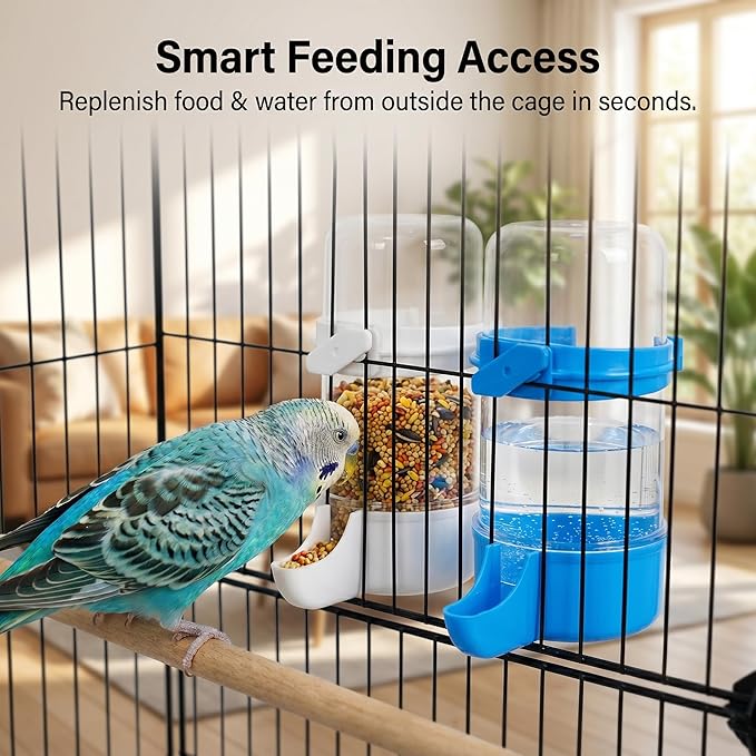 Large Bird Cage with Rolling Stand, 46x24x12 Inch Flight Cage for Parakeets, Cockatiels, Conures, Metal Wire Cage with Wooden Perches, Feeders, Wheels, Black
