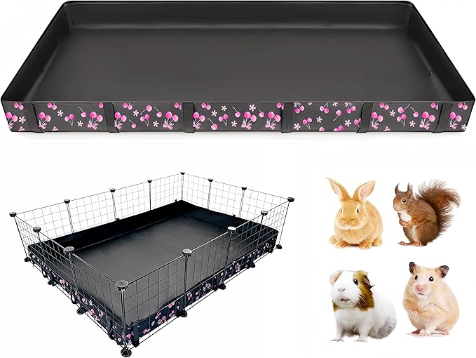 DZWLKJ Guinea Pig Cage Liner,Washable Tarp Bottom Base,Cherry Graphic,42"x56", Reusable for Rabbit, Chinchilla, Hedgehog, Ferret & Other Small Animals.