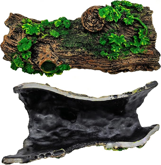 Aquarium Décor Artificial Driftwood House Fish Tank Ornamnt Cave | Bettas House ,Resin Hollow Tree Trunk Décor，Reptile Terrarium Decor，Fish Shrimp Goldfish Reptile Hide Cave for Play & Res