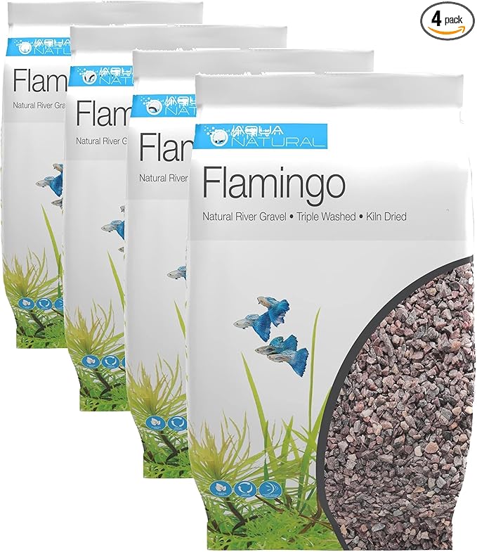 Aqua Natural Flamingo 10lb Gravel Substrate for aquascaping, Aquariums, vivariums and terrariums 4-6mm, Rose Pink (Pack of 4)