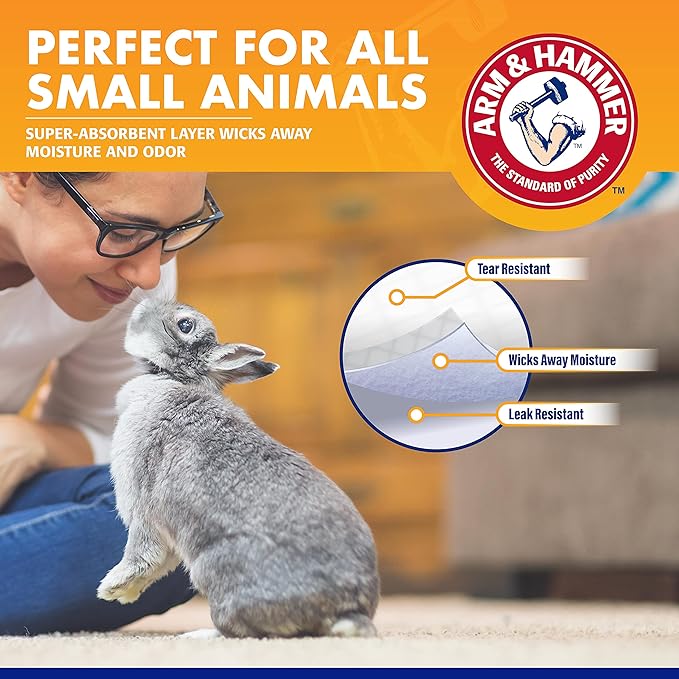 Arm & Hammer Super Absorbent Cage Liners for Guinea Pigs, Hamsters, Rabbits & Small Animals, Odor Control Cage Tray Liners for Wire or Mesh Grate Cages, Trim to Fit, 7 Count