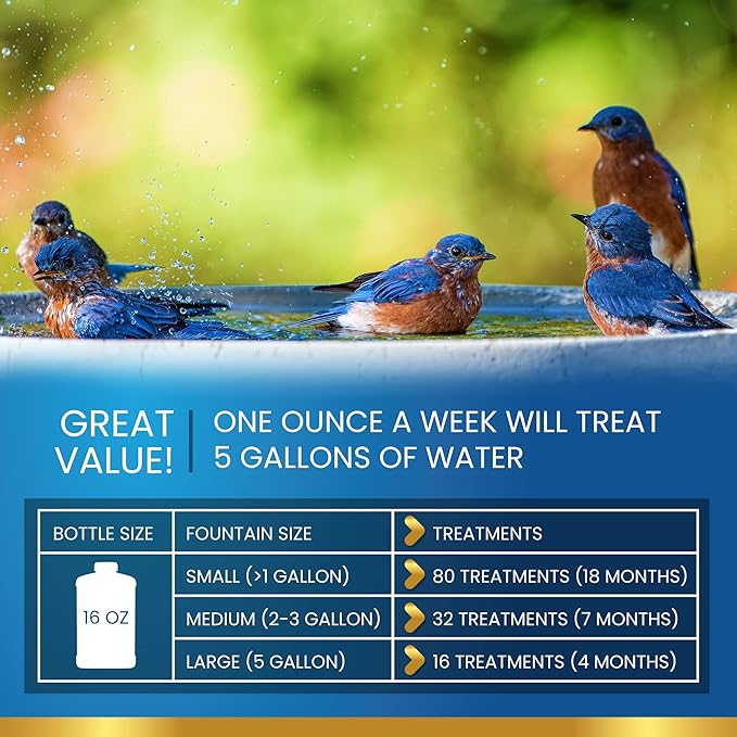 ADIOS! Bird Bath Cleaner for Outdoor Fountains and Bowls, Safely Cleans Metal, Glass and Stone (32oz)