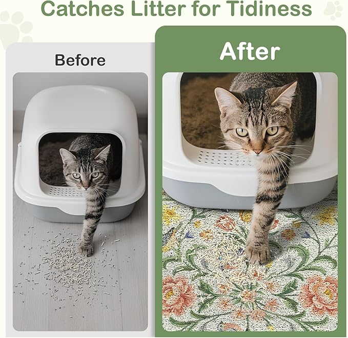 Unicorn Catcher Cat Litter Mat Non-Slip Bottom Litter Box Mat Urine-Proof Soft Litter Mat for Cats Waterproof Pads Protects Floors Cat Mat for Litter Box