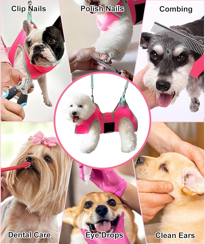 Kkiimatt Dog Grooming Hammock, Medium Hanging Harness Holder Hanger for Nail Clipping,Nail Trimming Hammock,Dog Sling Restraint with Thick Fabric Neck Support for Claw Care