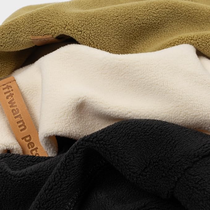 Fitwarm 3 Pack Classic Fleece Dog Sweater, Winter Clothes for Small Dogs Boy Girl, Turtleneck Dog Sweatshirt, Pet Pullover Jumper, Cat Apparel, Black, Olive Green, Cream, Medium