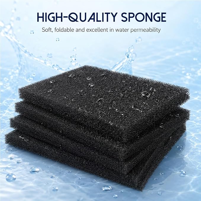 6 Pack Fish Tank Filter Sponge, 6.3x3.9x0.79in Aquarium Filter Sponge | Aquariums Filters Media, for Fish Tank Sump Canister Filters, for Freshwater and Saltwater Aquariums