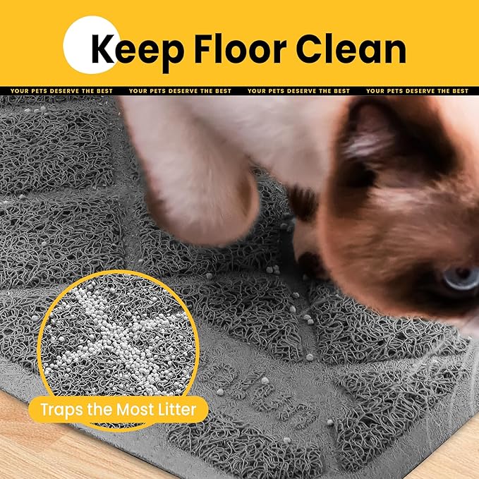 Conlun Cat Litter Mat Litter Trapping Mat, 40" x 28" Premium Durable PVC Grid Mesh with Scatter Control, Non-Slip, Less Waste Cat Litter Box Mat, Soft on Kitty’s Paws, Urine Waterproof