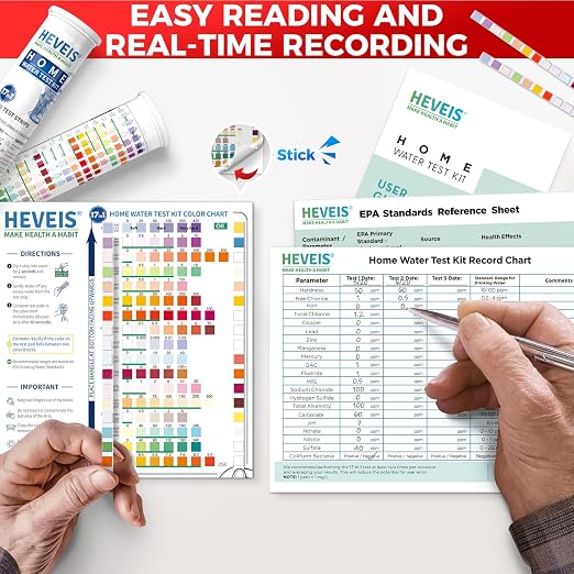 21-in-1 Home Drinking Water Testing Kit - 120 Strips + 4 Bacteria Tests - Tap and Well Water Test Kit, Easy to Test and Read for Hardness, Lead, Iron, Fluoride, pH, Copper, Bacteria and More