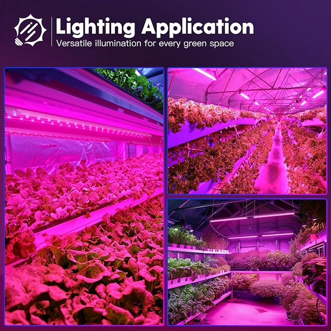 FREELICHT 1Pack 4FT Grow Light for Indoor Plants, 60W=350W, Red Blue | Linkable LED Grow Light, Sunlike Plant Lights for Hydroponic Seed Starting Veg & Indoor Gardeners, Plug in with On/Off Switch