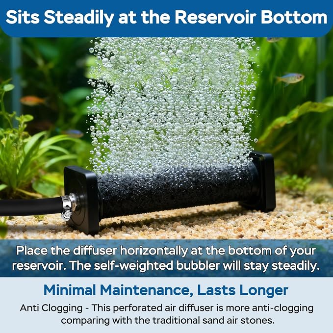 AquaMiracle New Innovative Rubber Air Stone | Air Bubbler | Oxygen Air Diffuser | for Pond Aerator | Pond Aeration | for Large Aquarium | 8”x1.52” | 1-Pack