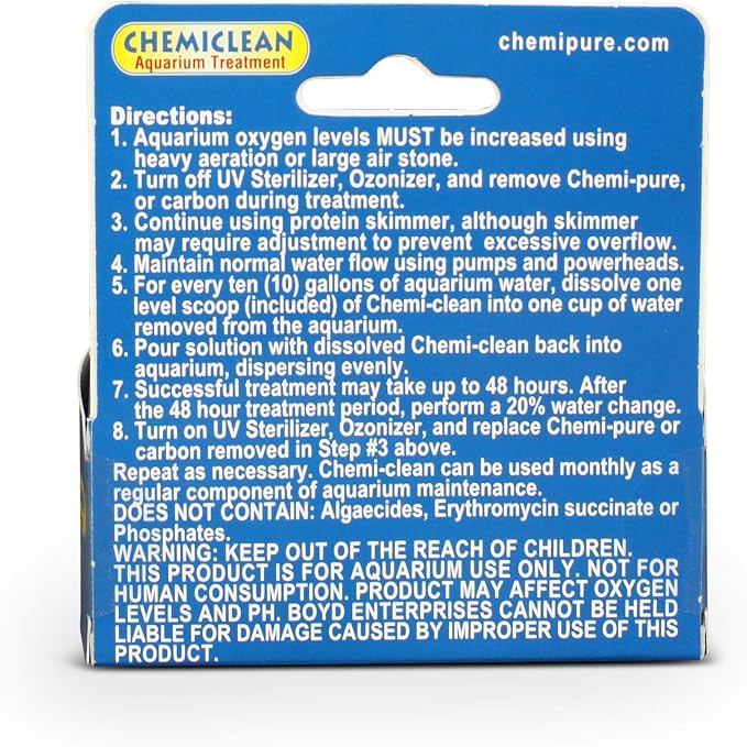 Boyd Chemiclean 2g Treats up to 300 Gallons - Effective Cyanobacteria Chemi-Clean for Marine & Freshwater Aquariums, Safe for Fish, Corals & Invertebrates