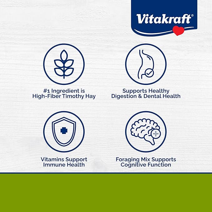 Vitakraft Vita Smart Guinea Pig Food – 4 lbs Bag - High Fiber Timothy Hay – with Vitamins Minerals, Probiotics for Engaging Foraging and Daily Nourishment - Includes Fruits, Vegetables and Vitamin C