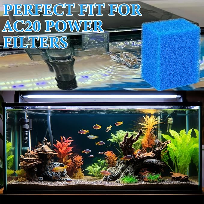 Threlaco 6 Pack Foam Filters Compatible with AquaClear 20 Power Filter, Aquarium Foam Insert, Replacement Sponge Pads for Use in Freshwater & Saltwater Aquarium