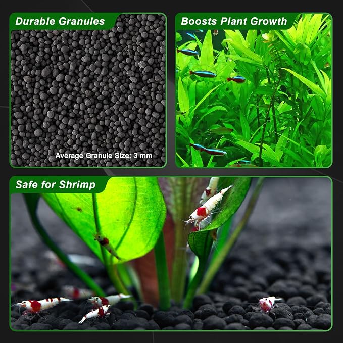 FZONE Aquarium Soil for Planted Tanks, Nutrient-Rich Aquarium Substrate for Fresh Water Live Plants, Shrimp & Fish Safe, Dust-Free(3mm, 4L/9 l b), Black