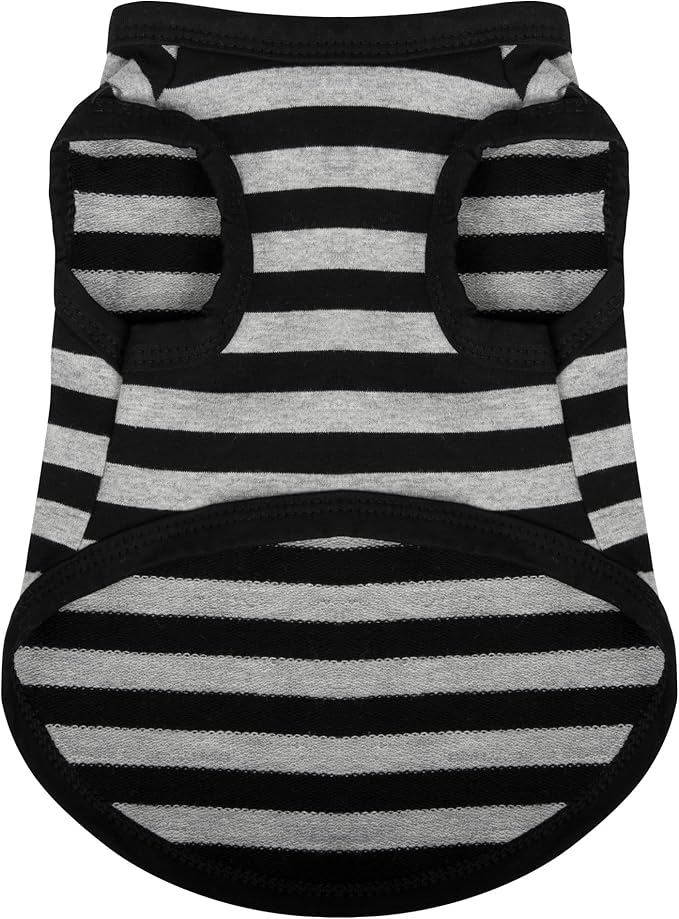 Striped Dog Shirt Cotton Sleeveless Puppy Shirts Breathable Pet Apparel Tank Top Colorful Sweatshirt Clothes for Small Medium Dogs Grey S