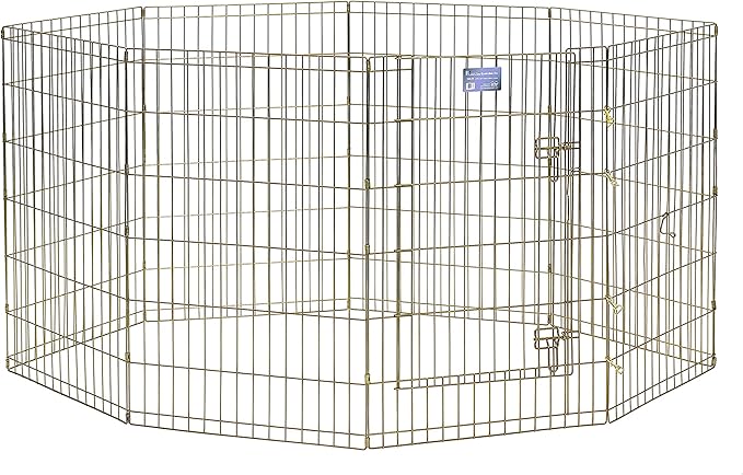 MidWest Homes for Pets 36-Inch Exercise Pen, for Indoor and Outdoor Use, 16 Sq Feet of Play, Single Door Folding Dog Pen, with Large Door Opening & Secure Latch, Easy to Set Up, Foldable Dog Playpen