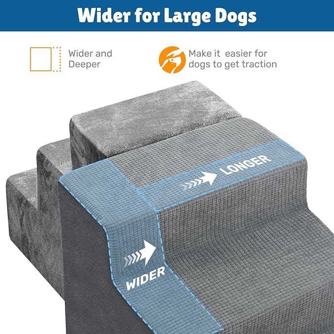 Dog Steps for High Bed, 23" H Dog Stairs for Small Dogs, 5-Tier Pet Stairs with Washable Cover, Non-Slip Pet Steps for Dogs to Get On Bed
