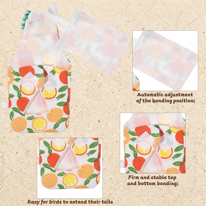 4pcs Bird Diaper Reusable Flight Suit Parrot Nappy with Waterproof Inner Adjustable Straps Pet Bird Diaper Birds Clothes for Parakeet Cockatiel Mini Macaw Budgie Canary