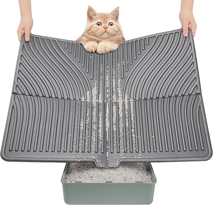 UPSKY Cat Litter Mat, Large Kitty Litter Trapping Mat Soft on Kitty Paws, Litter Box Mat Keep Floor Clean, 31" x 24" Waterproof and Washable Trapping Mats Catcher Pad for Scatter Control