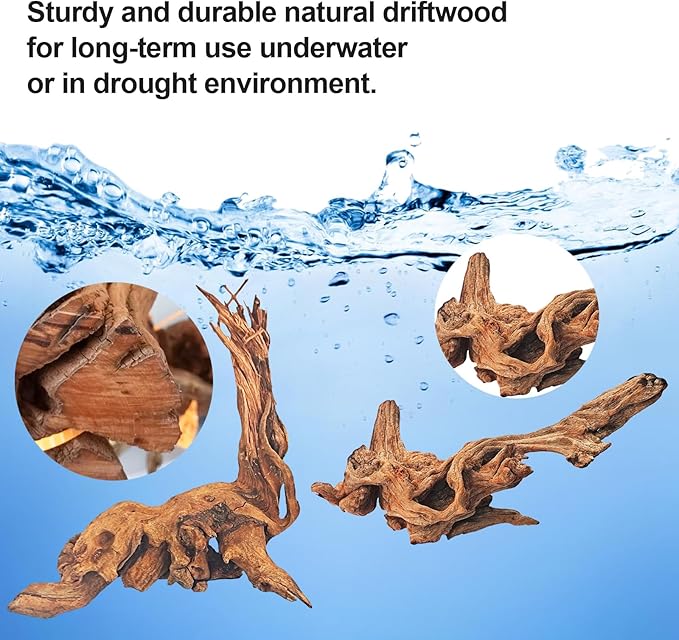 Natural Driftwood Decor for Aquarium Decorations Reptile Tank Accessories, Assorted Wood Branches Decorations on Reptile Fish Tank 2-10" 2 Pcs/4 Pcs/ 5 Pcs/ 6 Pcs (Pack of 2 (7.5 to 10 Inch))