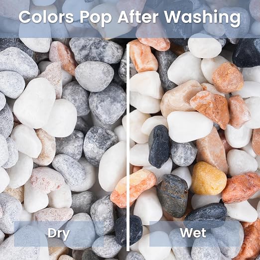 SIDONG 20 LB Mixed River Rocks, 0.3-0.5 Inches High Polished Pebbles for Indoor Plants, Aquarium Rocks Used in Fish Tank, Decorative Stones for Plants, Vases, Home Décor, Crafting, Garden Landscaping