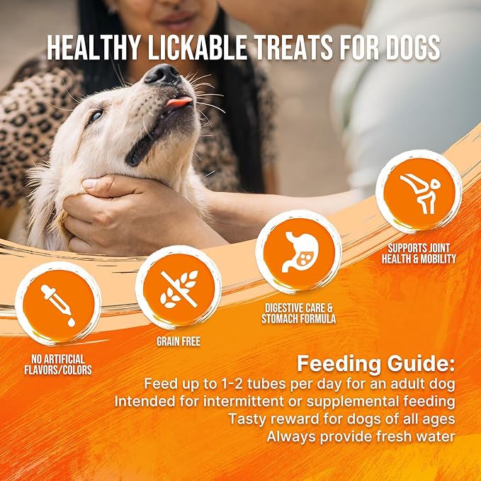 PETPHABET Lickable Squeeze Treats for Dogs, Creamy Puree Dog Food Meal Topper, Puppy Pouch Treats for Training and Enrichment, Healthy High Protein Variety Pack (11.2 oz / 8 Pack)