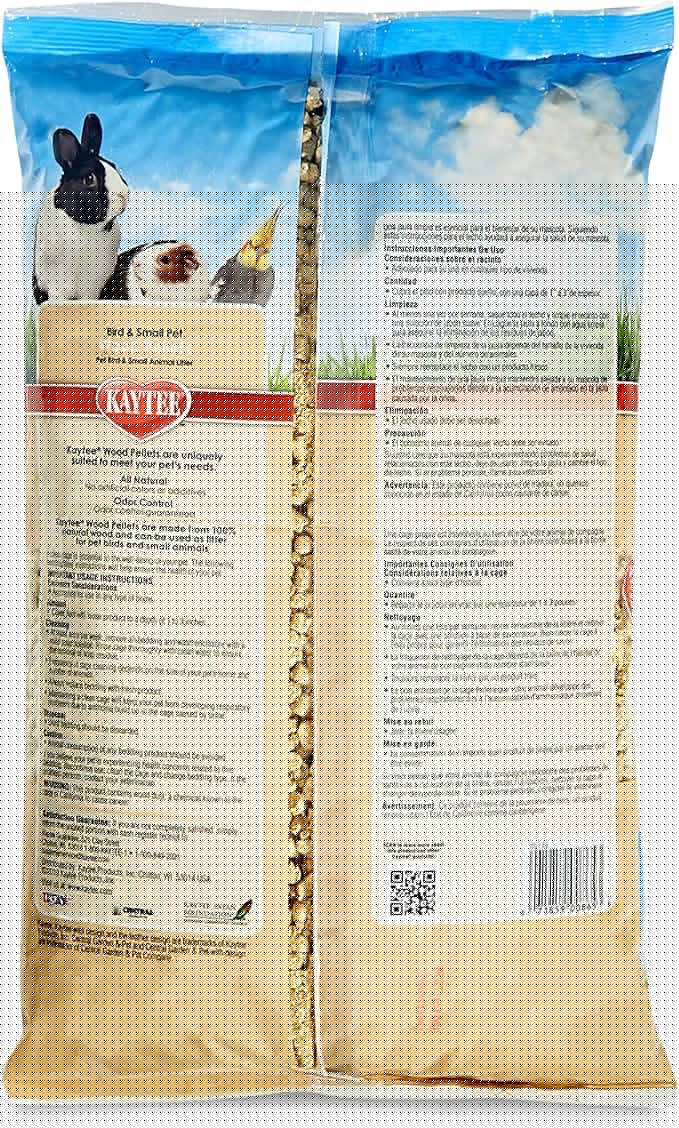 Kaytee Wood Pellets Small Animal | 100% Natural | Dust-Free | Non-Stick | 4.9 L, Pack of 6