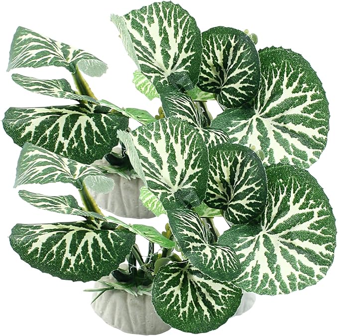 Soft Aquarium Plants Betta Fish Tank Decorations, Green, 2 Inch | Betta Leaf Pad, Silk Plastic Artificial Plants, 4Pcs Set, Reptile Tank Decor