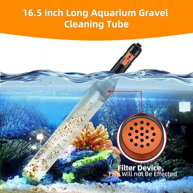 enomol Gravel Vacuum for Aquarium Water Changer Fish Tank Cleaning Tools,Siphon Universal Quick Pump Aquarium Water Changing (30ft) (Pack of 2)