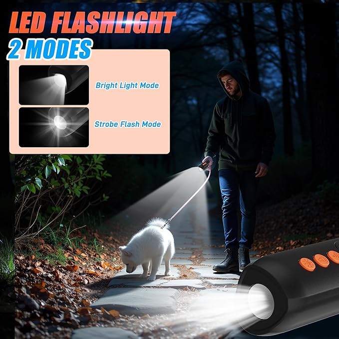 Dog Bark Deterrent Device - 3X Ultrasonic Anti Barking Device Stop Barking Control for Small Medium Large Dog Outdoor Indoor Behavior Correct 4 Training Modes Up to 50Ft Long Range
