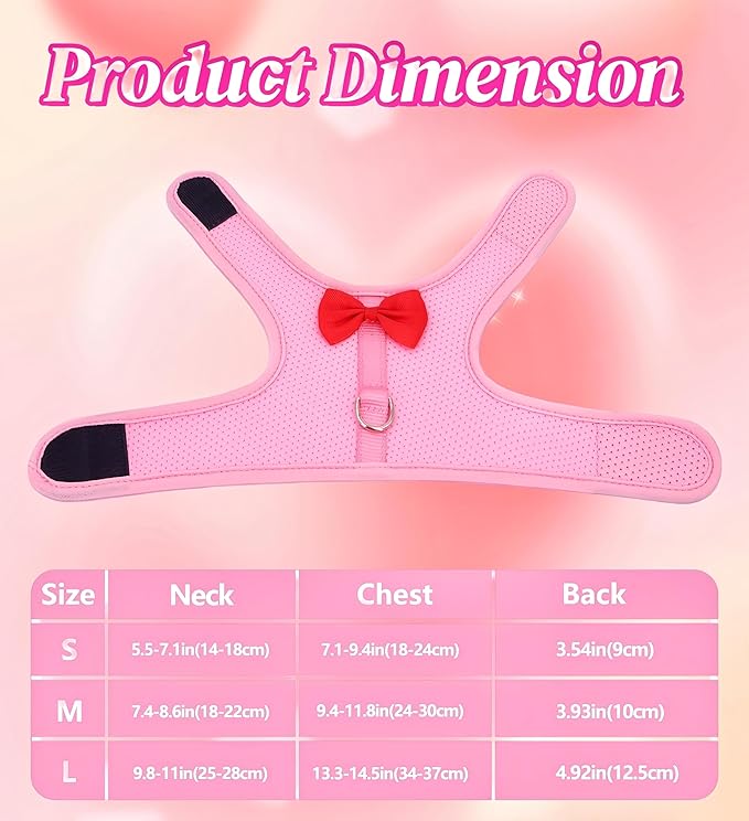 2 Pack Adjustable Bunny Rabbit Harness and Leash Set Breathable Mesh Vest Harness for Rabbits Kitten Ferret Puppy Small Pets Walking Supplies-Grey&Pink,S