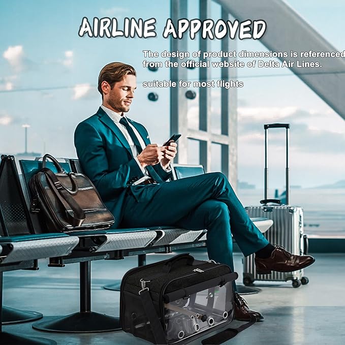 Bird Carrier Airline Approved, Bird Travel Cage with Indestructible Stainless Steel Mesh, Bird Travel Bag Lightweight and Portable with Water Bottle and Bowl
