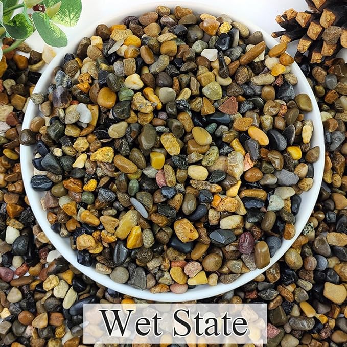 YISZM 5lbs Aquarium Gravel, 1/4" Fish Tank Gravel Natural River Rocks Succulent Cactus Pea Gravel for Plants, Pebbles for Gardening, Flower Pots, Vase Fillers, Indoor Water Fountains, Landscaping