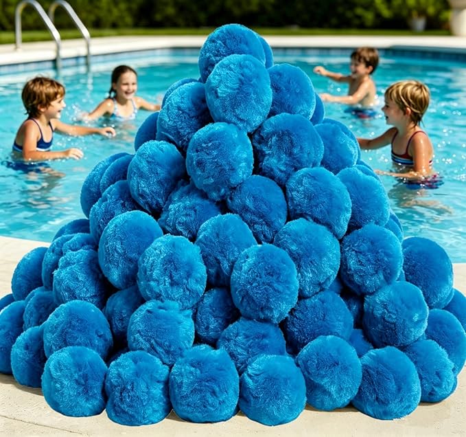 Pool Filter Balls for Sand Filter 1.5lbs Reusable Washable Blue FiberFilter | Replaces 50 lbs Sand Reusable Blue Filter Balls for Swimming Pools Lightweight Pool Filter Sand Replacement