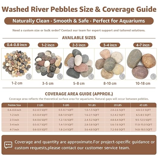 5lbs Natural Large River Rocks, 4"-7" Premium Pebbles, Decorative Stones | Water-Washed, Hand-Picked, for Fish Tank, Garden, Paving, Fountain, Walkways and Outdoor Landscaping Pathways, Backyard