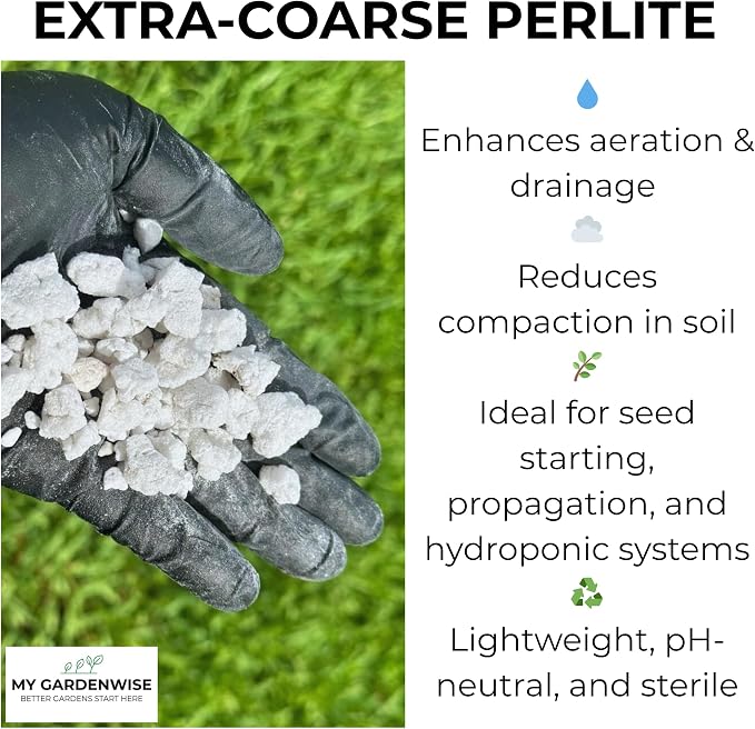Perlite for Plants, Extra Coarse Grade 4 Horticultural Perlite, Organic Perlite for Gardening Indoor & Outdoor, Made in USA (3 quarts)