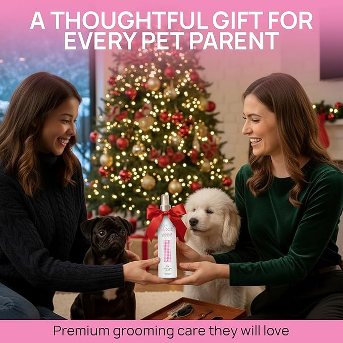 BioSilk for Dogs Silk Therapy Detangling and Shine Protecting Spray, pH Balanced Leave-in Mist with Silk and Vitamins for Dematting, Paraben-Free, All Coats and Breeds, 8 Fl Oz - 2 Pack