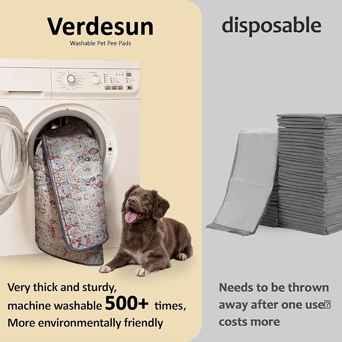 Washable Pee Pads for Dogs, Reusable Puppy Potty Training Pads, Ultra-Absorbent Thick Waterproof Leak-Proof Non-Slip Pads & Mat for Crate, Playpen, Floor, Whelping & Housebreaking , 2 Pack 18"x24"