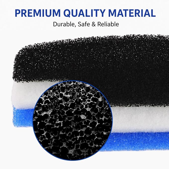 Aquarium Filter Kit 12 Pack 3 Layer Fish Tank Filter Media Set with 4 Carbon Sponge Pads, 4 Polishing Pad, and 4 Foam Filters for Clear Water, Compatible with Seachem Tidal 110 Gallon