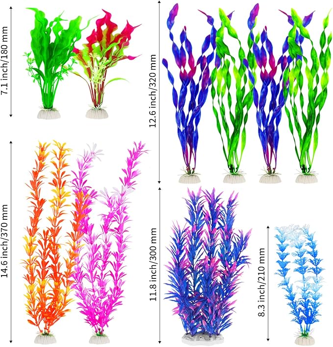 MyLifeUNIT Fish Tank Plants, 10 Pack Artificial Aquarium Plants for Decorations (Blue)