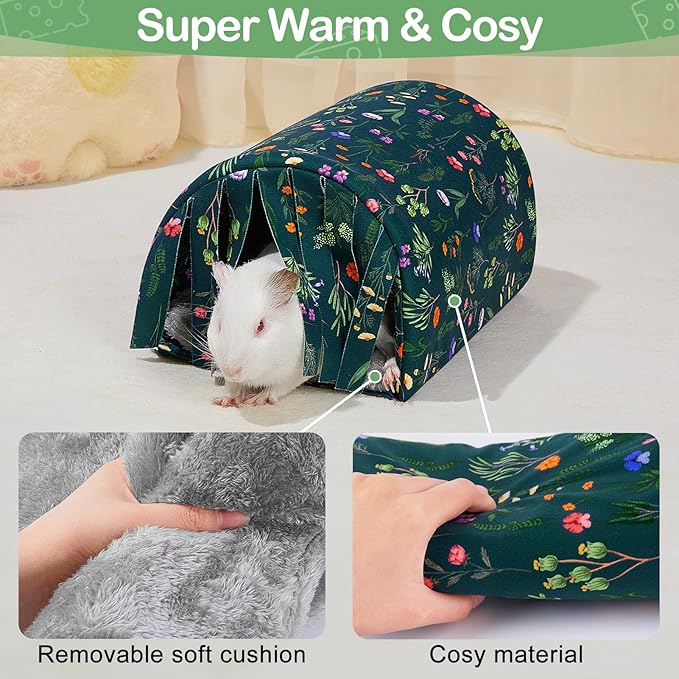 Guinea Pig Hideout Washable Guinea Pigs Tunnel with Curtains Hamster Hideout Cozy Guinea Piggy House Fit for Guinea Pig Cages Soft Guinea Pigs Accessories for Small Animals Hamster/Chinchilla/Bunny
