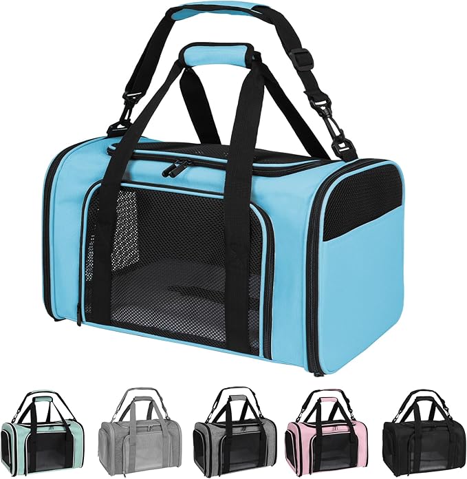 Pet Carriers Soft-Sided Airline Approved Carrier Bag for Small Cats Dogs (Medium,Blue)