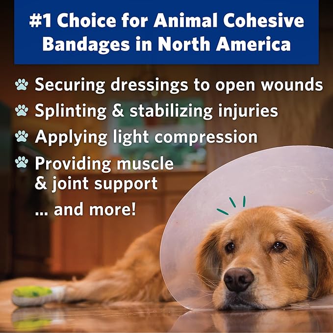 OVIK Health Petflex Pet Pack – Flexible Self-Adhesive Bandage for Wound Care – First Aid Wrap for Small Animals Like Dogs, Cats, & Other House Pets - 2 inch, 36 Rolls