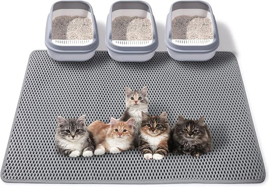 Large Cat Litter Mat for Multiple Cats, 46x26 Inch Double Layer Waterproof Litters Box Mat, Non-Slip Cat Mat for Litter Box