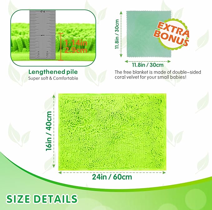 Guinea Pig Cage Liner Bedding 2 PCS, Washable Guinea Pig Bed Mat, Extra Absorbent Rabbit Pee Pad Reusable, Non-Slip Fleece Blanket for Bunny and Small Animal Cage Accessories (Green, 24"x16")