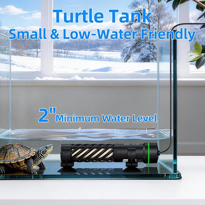 FREESEA Aquarium Heater for Fish Tank: Stable Temperature Maintains 78°F | 25W Worry-Free Heating via Dry Run Protection for 1–5 gal Betta Turtle & Saltwater Tank