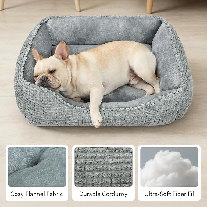 MIXJOY Large Dog Bed for Large Medium Small Dogs, Rectangle Washable Orthopedic Dog Bed, Soft Calming Sleeping Puppy Bed Durable Pet Cuddler with Anti-Slip Bottom L(30"x24"x9")