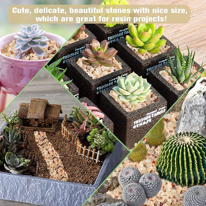 Halatool 1LB Aquarium Gravel, 0.27"-0.79" Crystal Pebbles for Fish & Plants | Polished, Safe, Landscaping Pebbles for Fish Tanks, Succulents, Plant Top Dressing, Fairy Gardens, Vase Filler, Home Decor