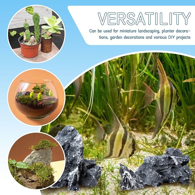 VOKOY 2.5lb Natural Seiryu Stones, Aquarium Rocks Decoration Aquascaping Stone Landscaping Model for Fish Tank Decor Terrariums Paludariums Reptile Enclosures Gardens, 2-6 inches